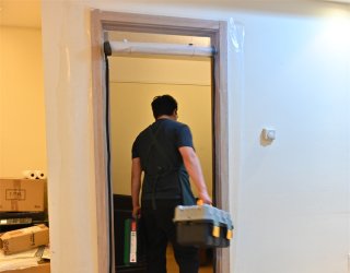 How i install  a zipper door or dust barrier for dust  containment?